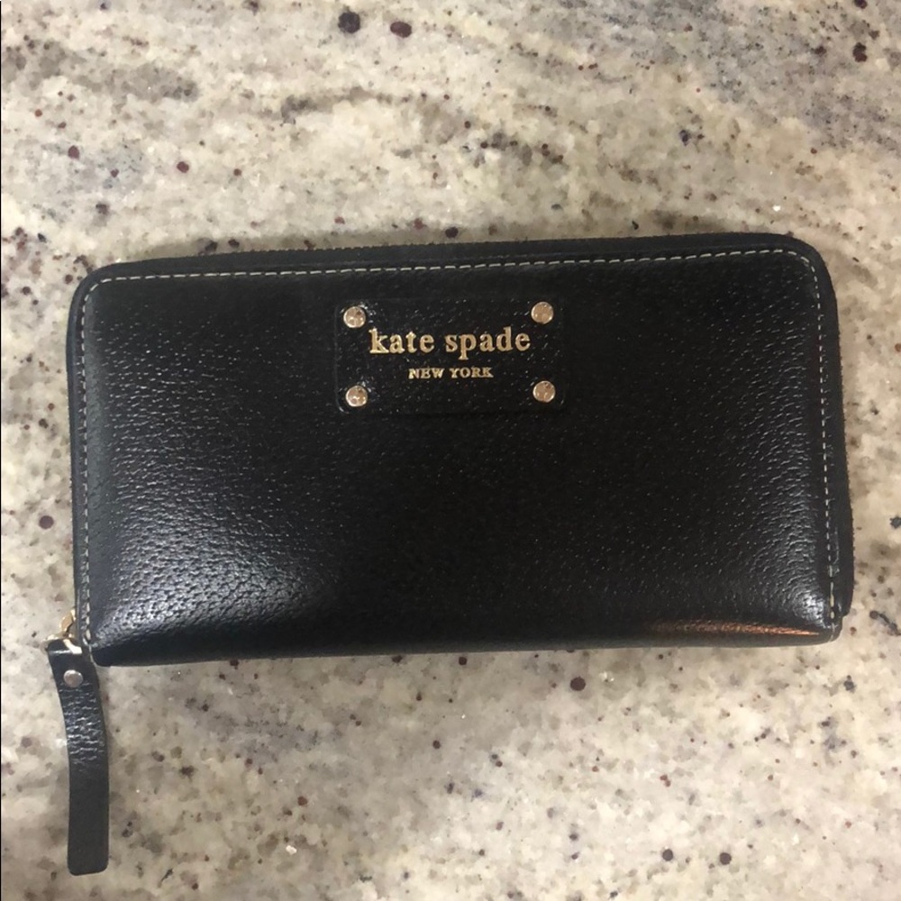 Kate Spade black leather continental wallet